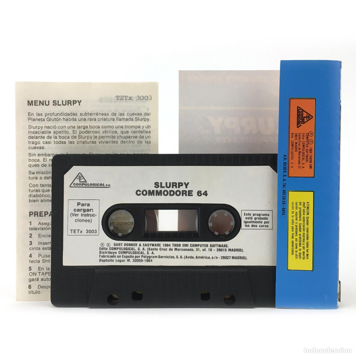 Videojuegos y consolas: SLURPY GLOTON COMPULOGICAL CREATIVE SPARKS BIGGEST APPETITE EVER SLURP COMMODORE 64 128 C64 CASSETTE - Foto 2