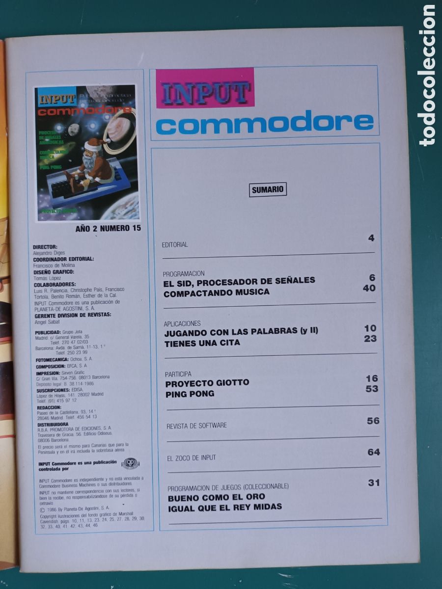 Videojuegos y consolas: INPUT Commodore N&deg; 15 A&ntilde;o 1986 Dan Dare, Proyecto Giotto - Foto 2