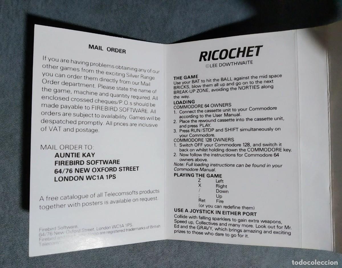 Videojuegos y consolas: RICOCHET. FIREBIRD. COMMODORE 64. C64 - Foto 5