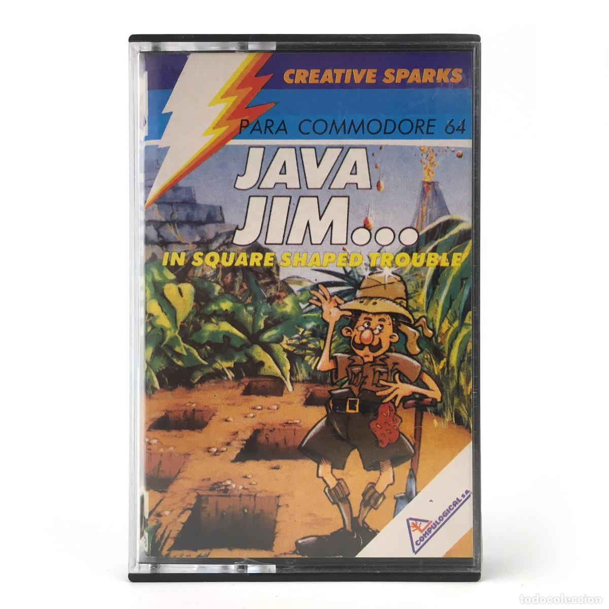 Videojuegos y consolas: JAVA JIM IN SQUARE SHAPED TROUBLE COMPULOGICAL CREATIVE SPARKS VOLCAN COMMODORE 64 128 C64 CASSETTE - Foto 1
