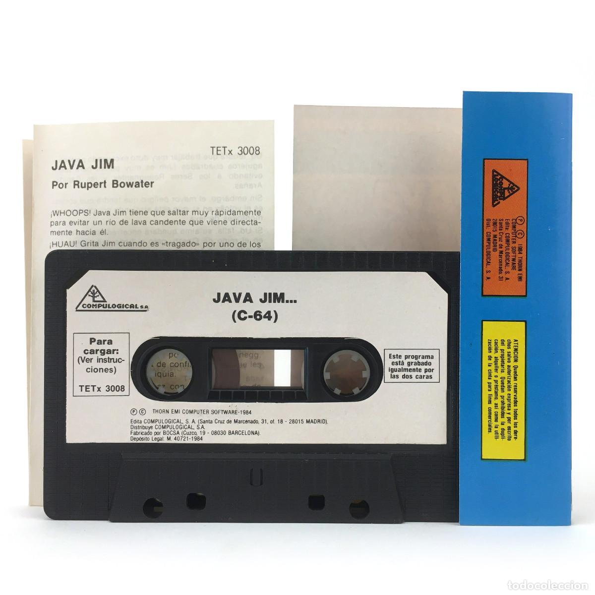 Videojuegos y consolas: JAVA JIM IN SQUARE SHAPED TROUBLE COMPULOGICAL CREATIVE SPARKS VOLCAN COMMODORE 64 128 C64 CASSETTE - Foto 2