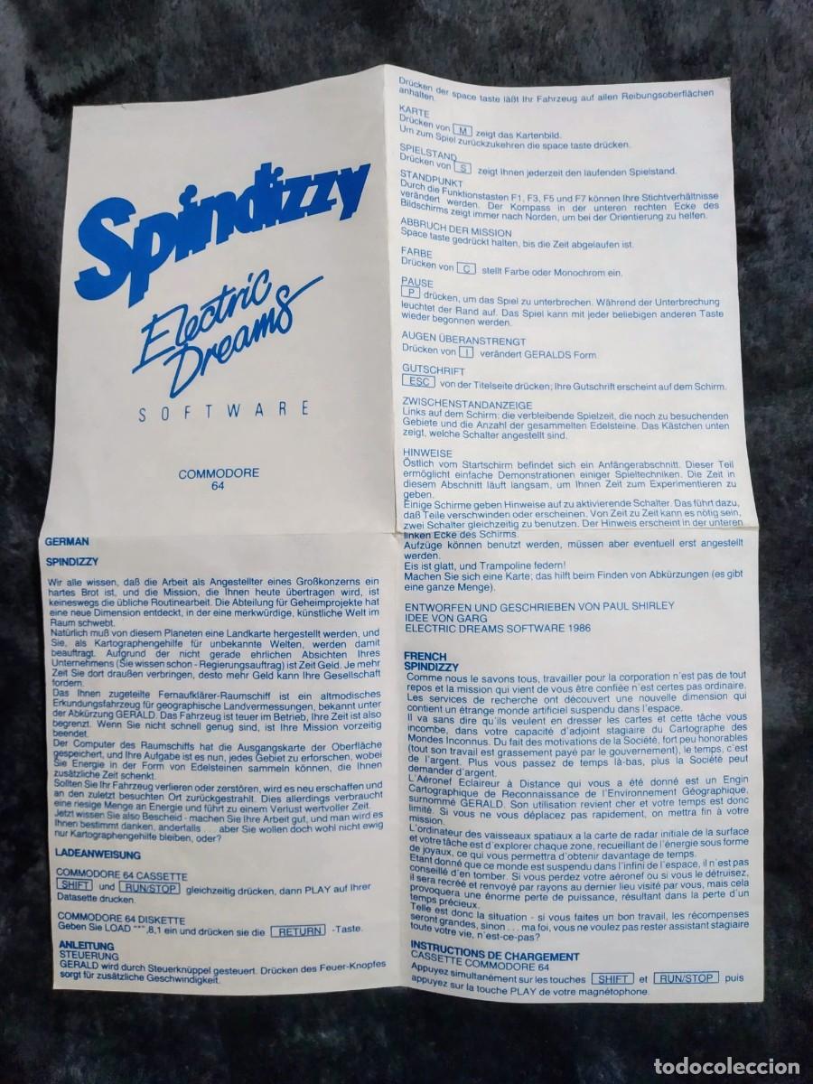 Videojuegos y consolas: SPINDIZZY. ELECTRIC DREAMS. COMMODORE 64 C64. - Foto 12