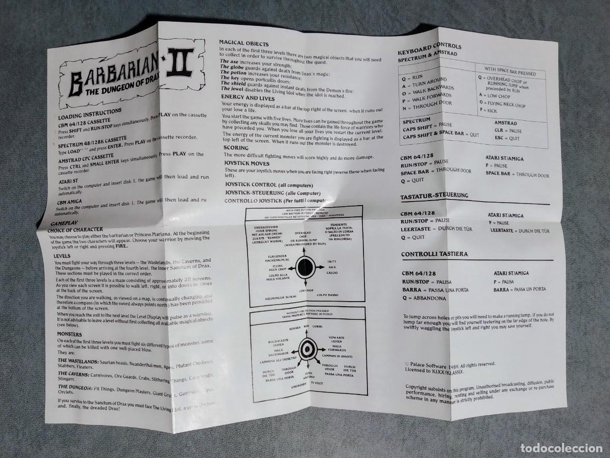 Videojuegos y consolas: BARBARIAN II (KIXX). PALACE SOFTWARE. COMMODORE 64 C64. &iexcl;FUNCIONANDO! - Foto 6