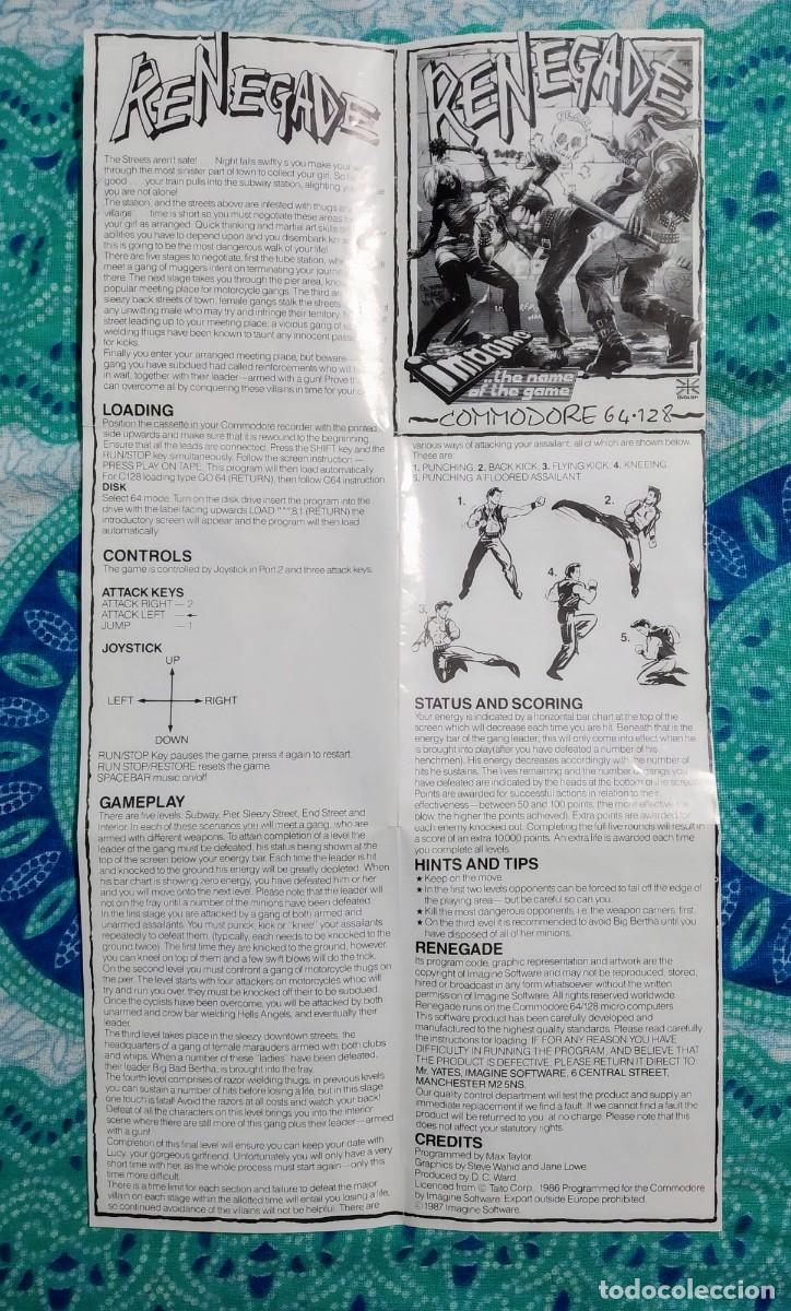 Videojuegos y consolas: RENEGADE. TAITO - IMAGINE. COMMODORE 64 C64. &iexcl;FUNCIONANDO! - Foto 9