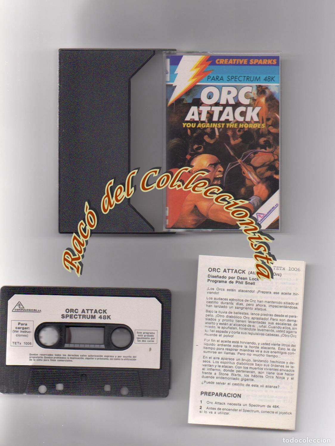 Videojuegos y consolas: COMMODORE 64 , JUEGO EN CINTA CASETE, ORC ATACK , CREATIVE SPARKS, COMPULOGICAL S.A. - Foto 1