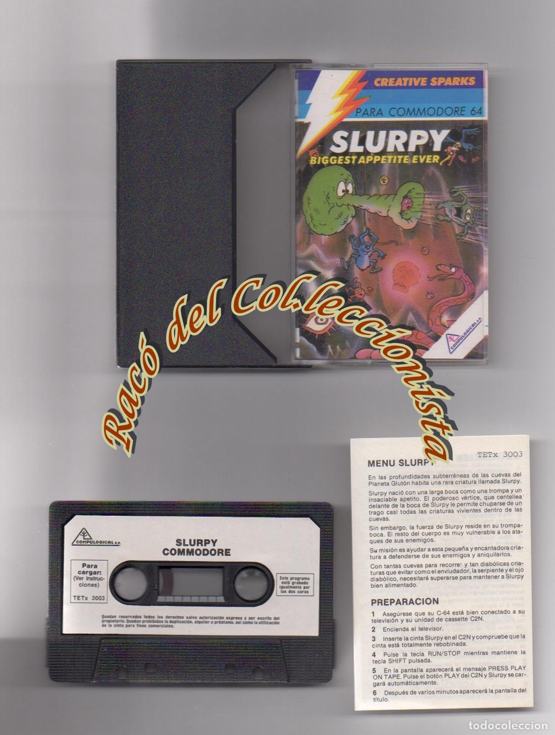 Videojuegos y consolas: COMMODORE 64 , JUEGO EN CINTA CASETE, SLURPY BIGGEST APPETITE EVER , CREATIVE SPARKS - Foto 1
