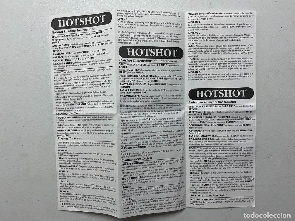 Videojuegos y consolas: HOT SHOT - VIDEOJUEGO COMMODORE 64 - C-64 - Foto 4