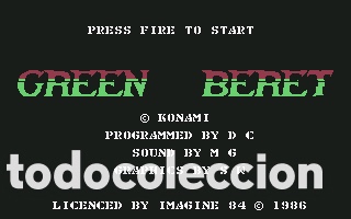 Videojuegos y consolas: Green Beret [Imagine Software] 1986 - Konami / Erbe Software [Commodore 64 C64] Galway Wakelin - Foto 7
