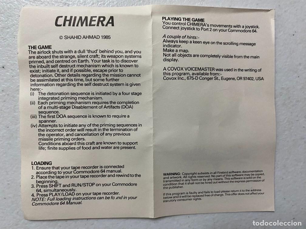 Videojuegos y consolas: CHIMERA - VIDEOJUEGO COMMODORE 64 C-64 - Foto 5
