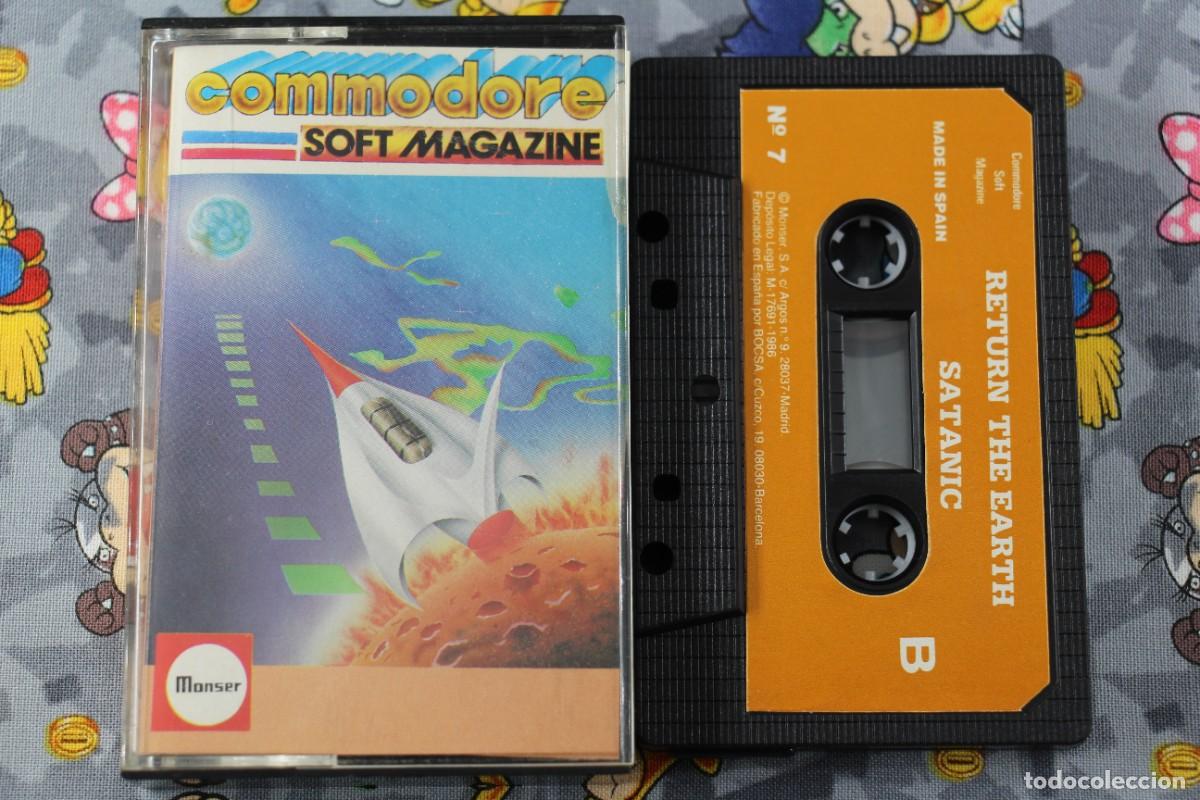 Videojuegos y consolas: COMMODORE 64K CINTA COMMODORE SOFT MAGAZINE NUM. 7 RETURN TO THE EARTH / SATANIC EN ESPA&Ntilde;OL - Foto 1
