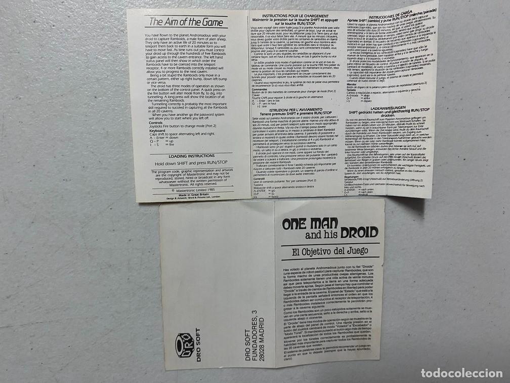 Videojuegos y consolas: ONE MAN AND HIS DROID - VIDEOJUEGO COMMODORE CASSETTE - Foto 3