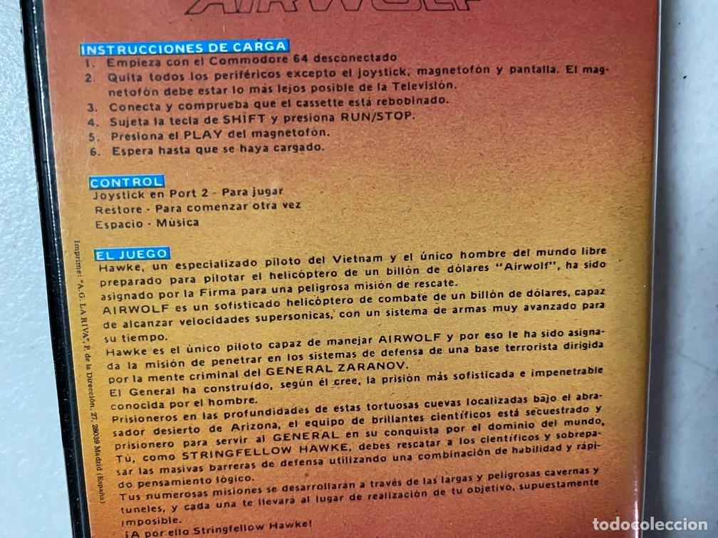 Videojuegos y consolas: AIRWOLF - VIDEOJUEGO COMMODORE CASSETTE - Foto 3
