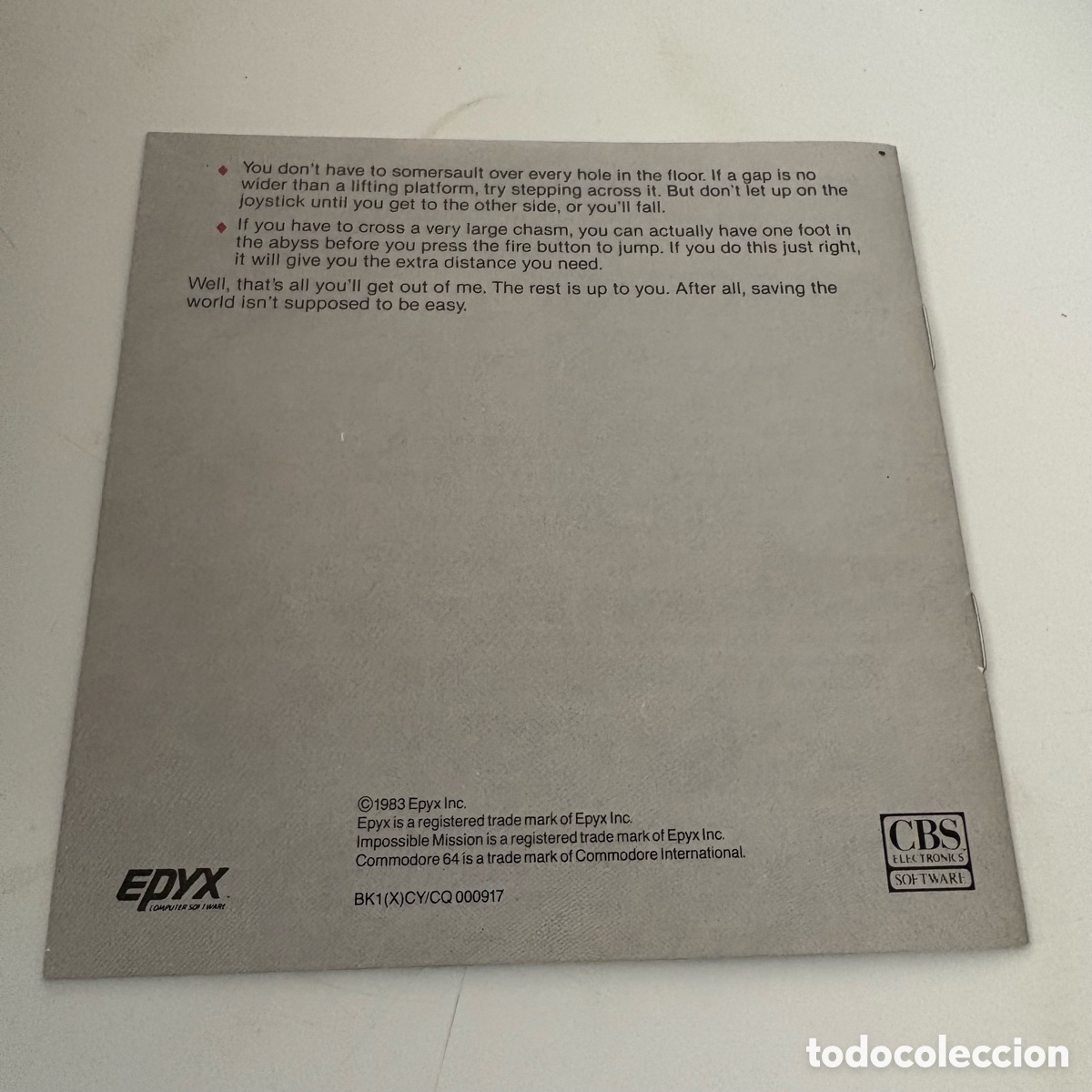 Videojuegos y consolas: Manual de instrucciones del juego impossible Mission commodore 64 - Foto 3