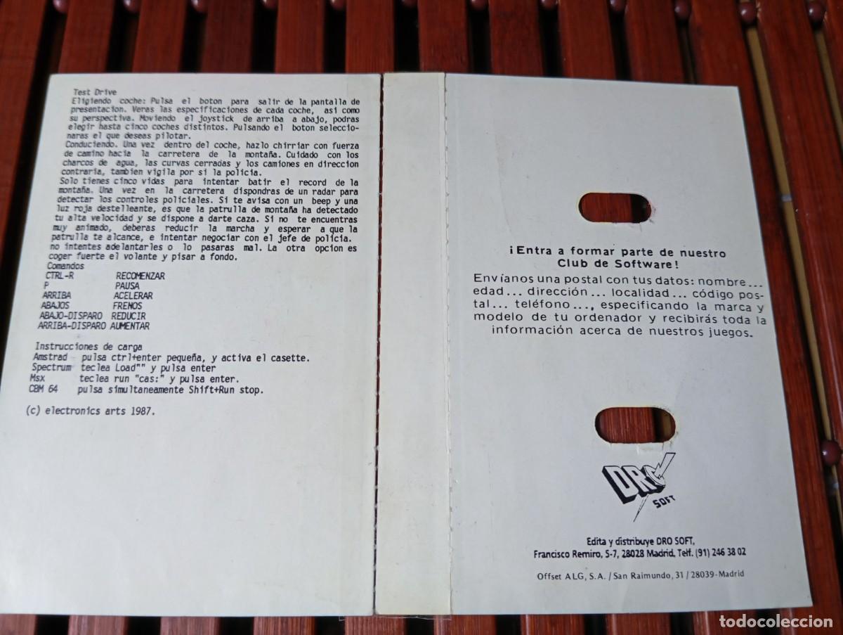 Videojuegos y consolas: Car&aacute;tula Cover Test Drive Accolade Commodore 64 Cassette 1987 - Foto 4