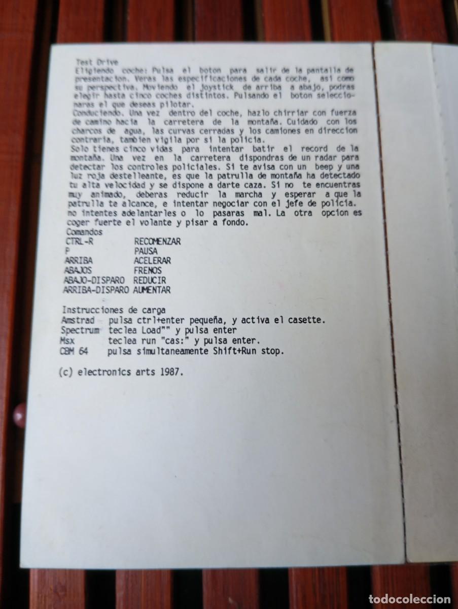 Videojuegos y consolas: Car&aacute;tula Cover Test Drive Accolade Commodore 64 Cassette 1987 - Foto 6