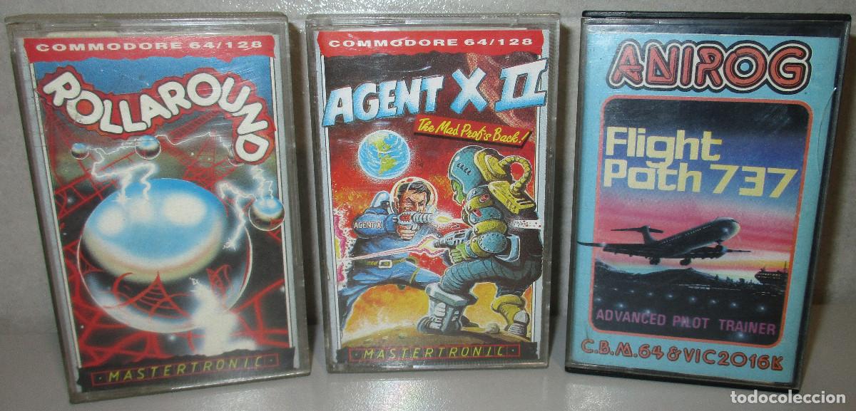 Videojuegos y consolas: lote 3 juegos COMMODORE 64/128, ROLLAROUND, AGENT X II, FLIGHT PATCH 737, MASTERTRONIC, ANIROG