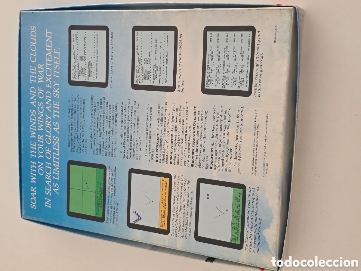 Videojuegos y consolas: Wings of War Commodore 64 C64 SSI Big Box 1985 - Foto 2