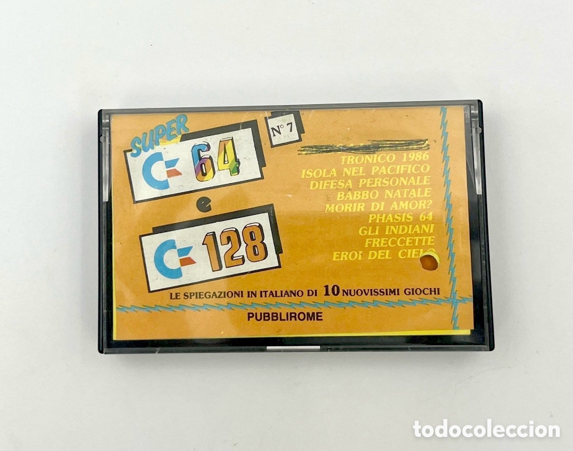 Videojuegos y consolas: Casete original Super C64 & C128 N&ordm; 7, de Pubbl&iacute;rome, para Commodore 64 y Commodore 128