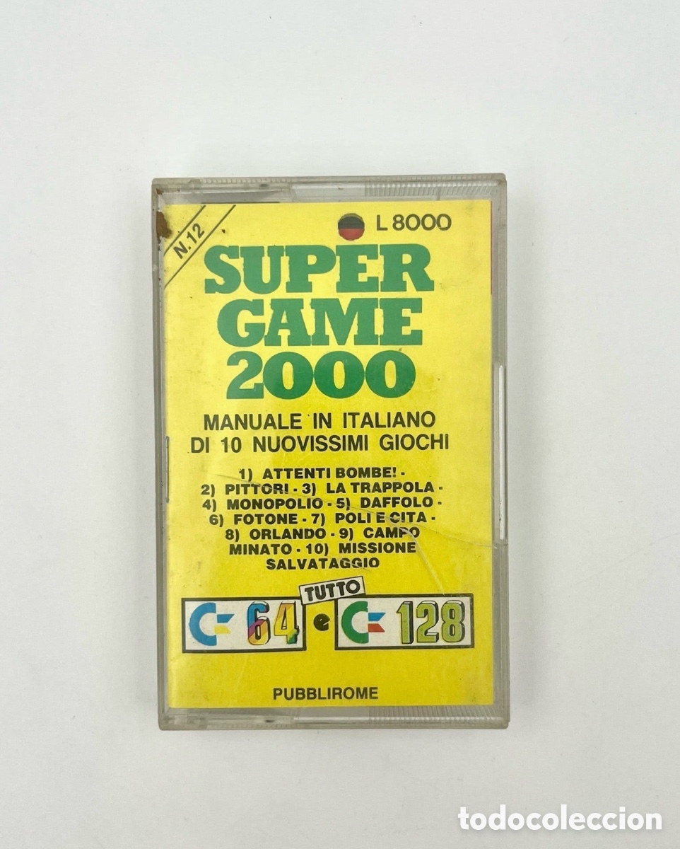 Videojuegos y consolas: Commodore 64 / C128 &ndash; Super Game 2000 N&ordm; 12 &ndash; Casete original con 10 juegos