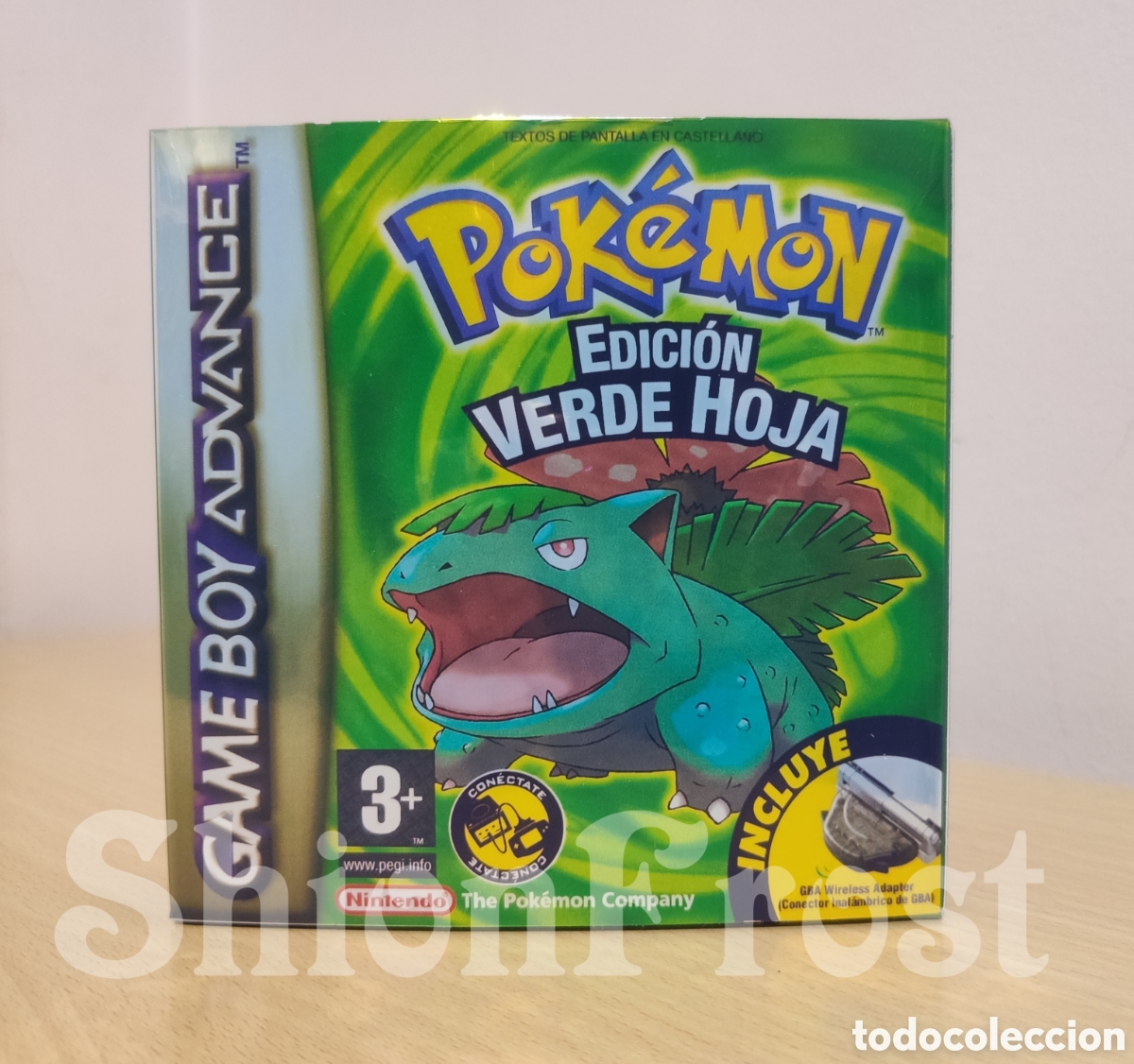 Videojuegos y consolas: Caja Repro (METALIZADA) Pok&eacute;mon Edici&oacute;n Verde Hoja (Game Boy Advance) GBA
