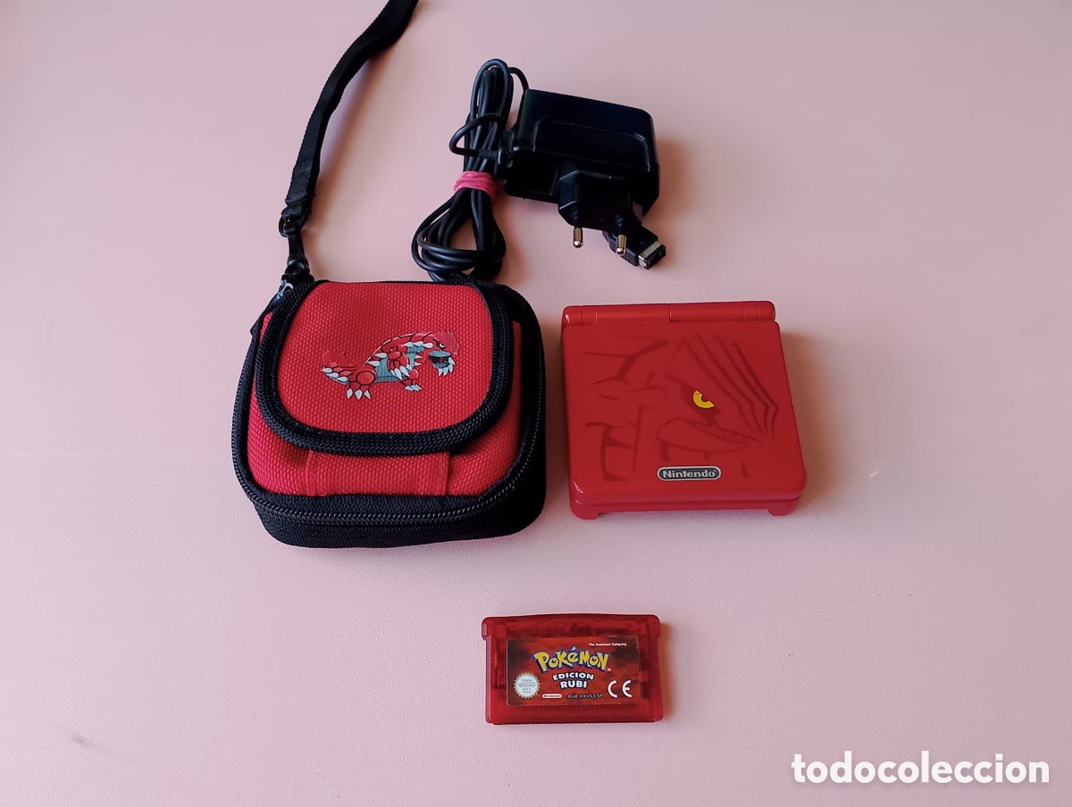 Videojuegos y consolas: GBA SP edici&oacute;n Groudon, funda, Pok&eacute;mon Rub&iacute;
