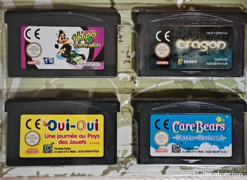 Videojuegos y consolas: lote 4 juegos agent Hugo roborumble Eragon Oui-Oui nintendo game boy advance gba pal