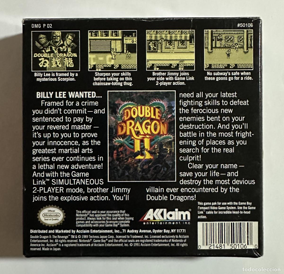 Videojuegos y consolas: Double Dragon II Game Boy USA - Foto 3