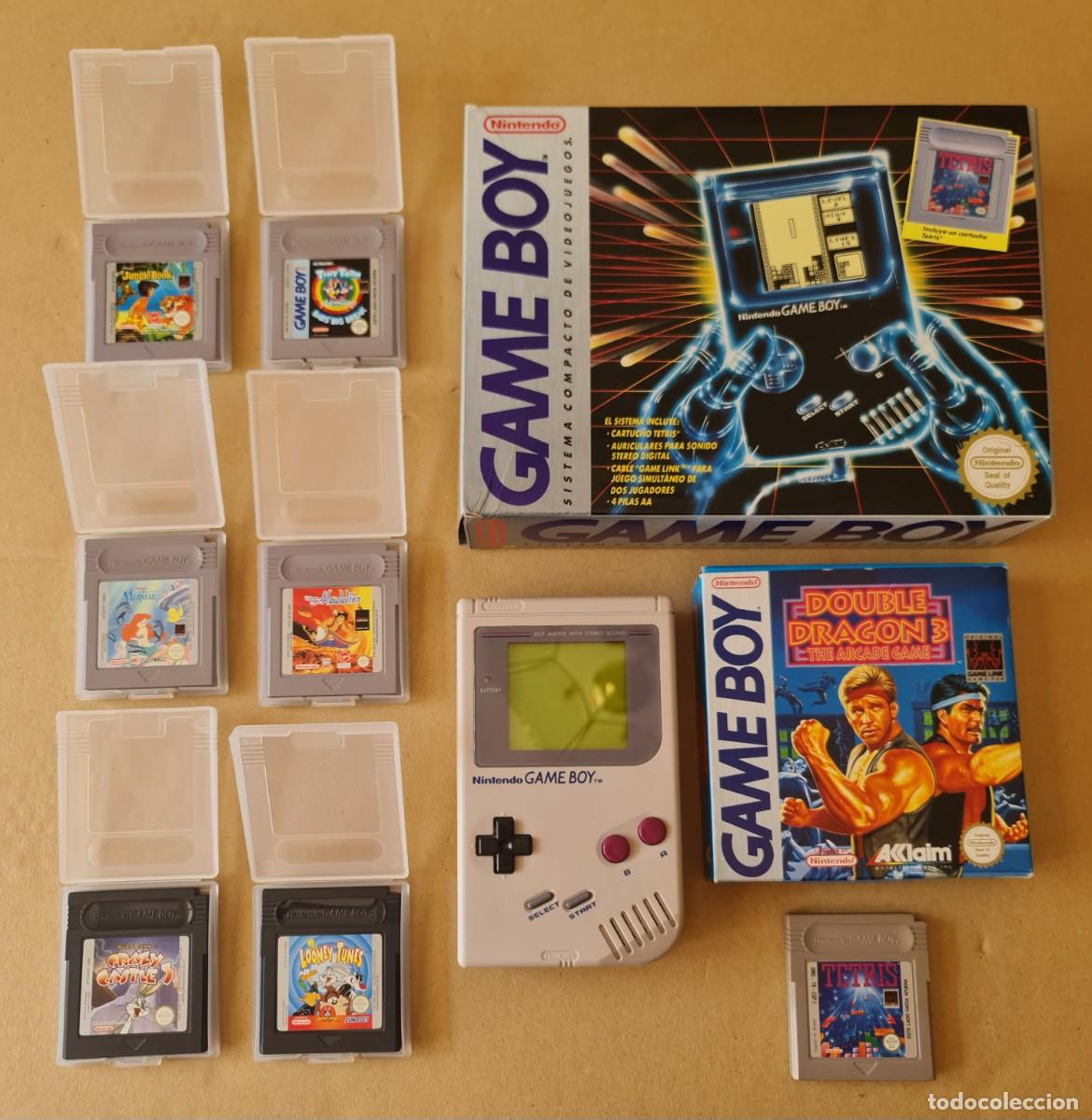 Videojuegos y consolas: Consola Nintendo Game Boy con caja + 8 Juegos