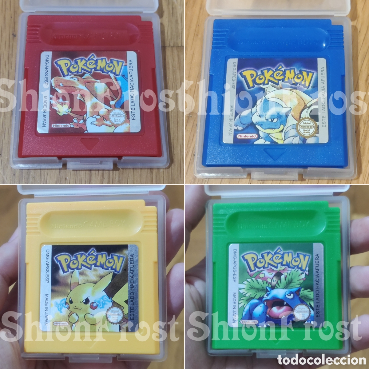 Videojuegos y consolas: Lote 4 Videojuegos Repro - Pok&eacute;mon Edici&oacute;n Roja, Azul, Amarilla y Verde