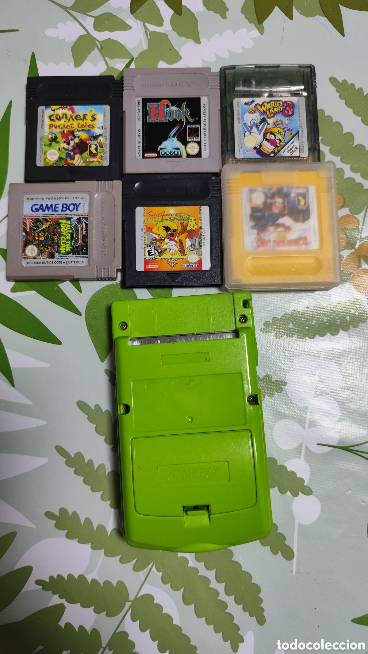 Videojuegos y consolas: Game Boy de color verde kiwii +6 juegos
