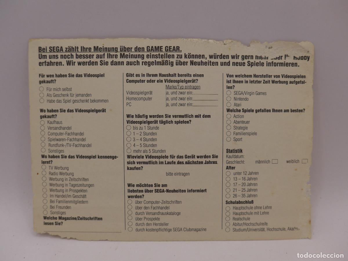 Videojuegos y consolas: TARJETA POSTAL SEGA GAME GEAR - Foto 2