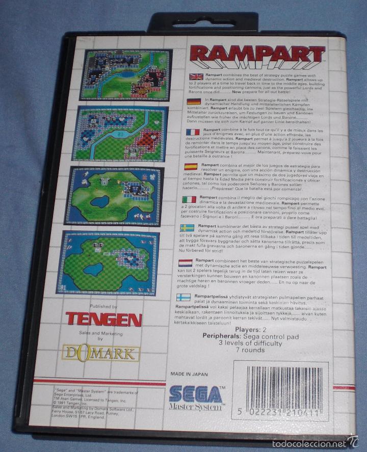 Videojuegos y consolas: Videojuego rampart master system cartucho - Foto 2