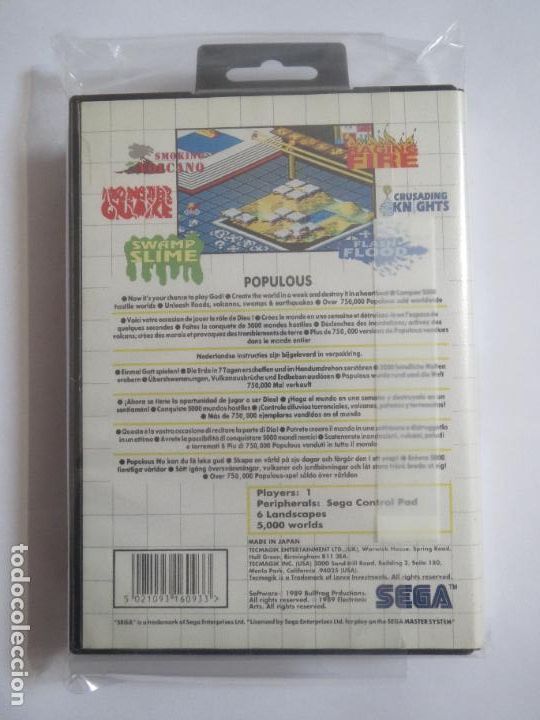 Videojuegos y consolas: TECMAGIK POPULOUS SEGA MASTER SYSTEM 1989 USADO COMPLETO Y FUNCIONA - Foto 2