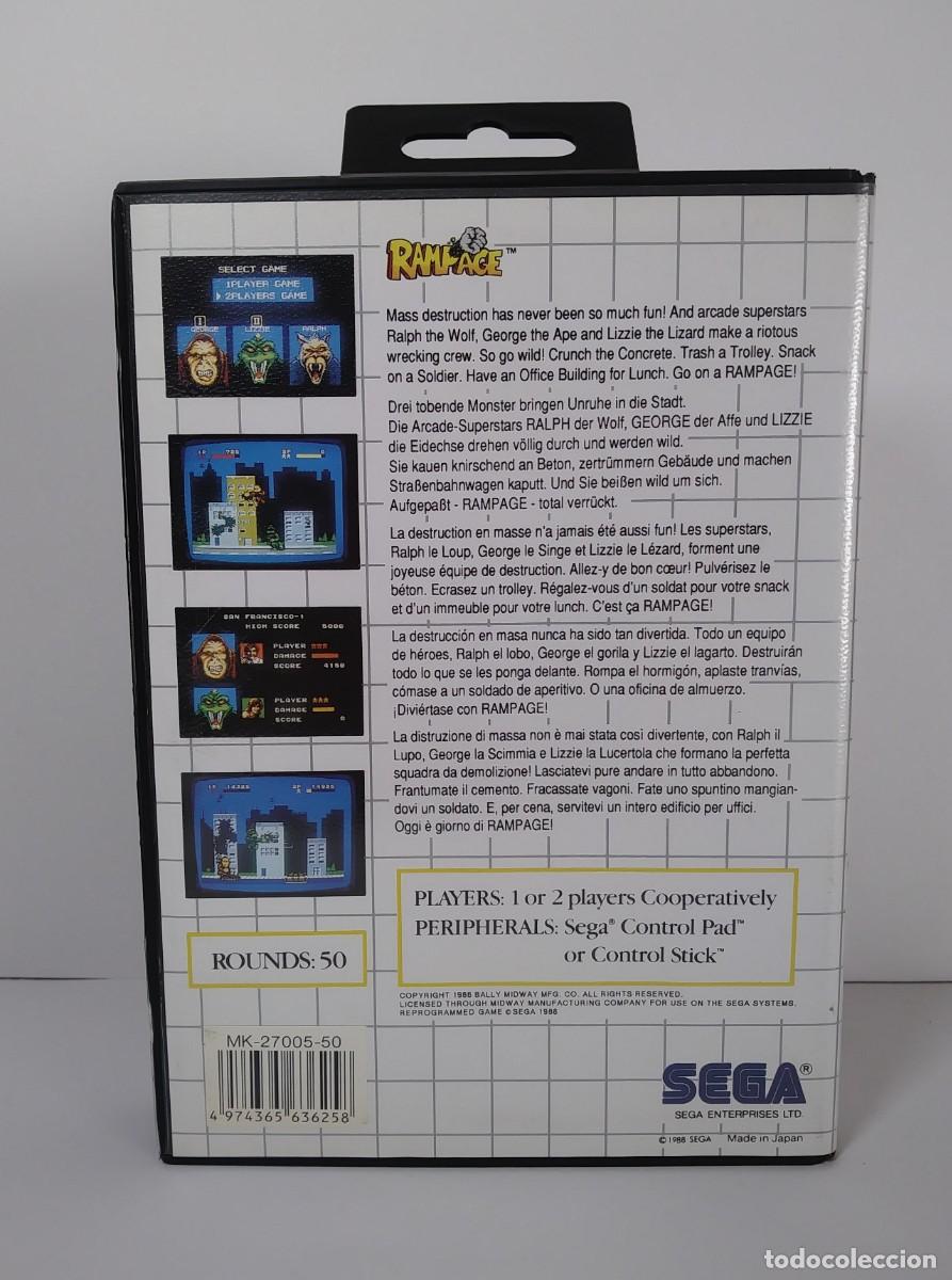 Videojuegos y consolas: RAMPAGE MASTER SYSTEM COMPLETO - Foto 3