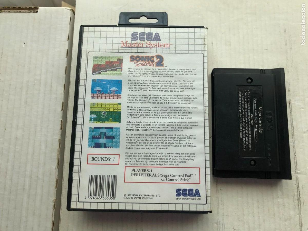 Videojuegos y consolas: SONIC THE HEDGEHOG 2 - SEGA MASTER SYSTEM SMS MS KRAETEN - Foto 2