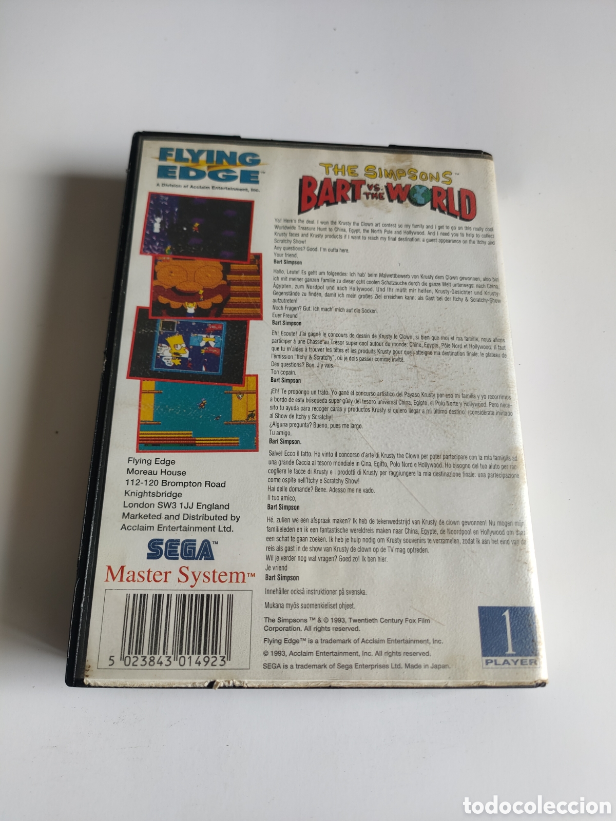 Videojuegos y consolas: REF.SEGA14 the Simpson bart vs the world JUEGO m&aacute;ster system SEGUNDAMANO - Foto 2