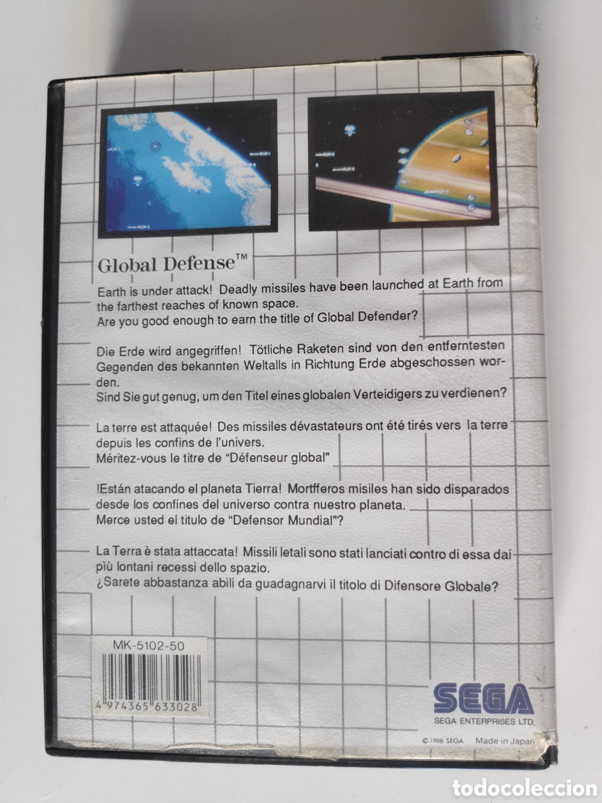 Videojuegos y consolas: Juego Global Defense Sega Master System pal - Foto 2
