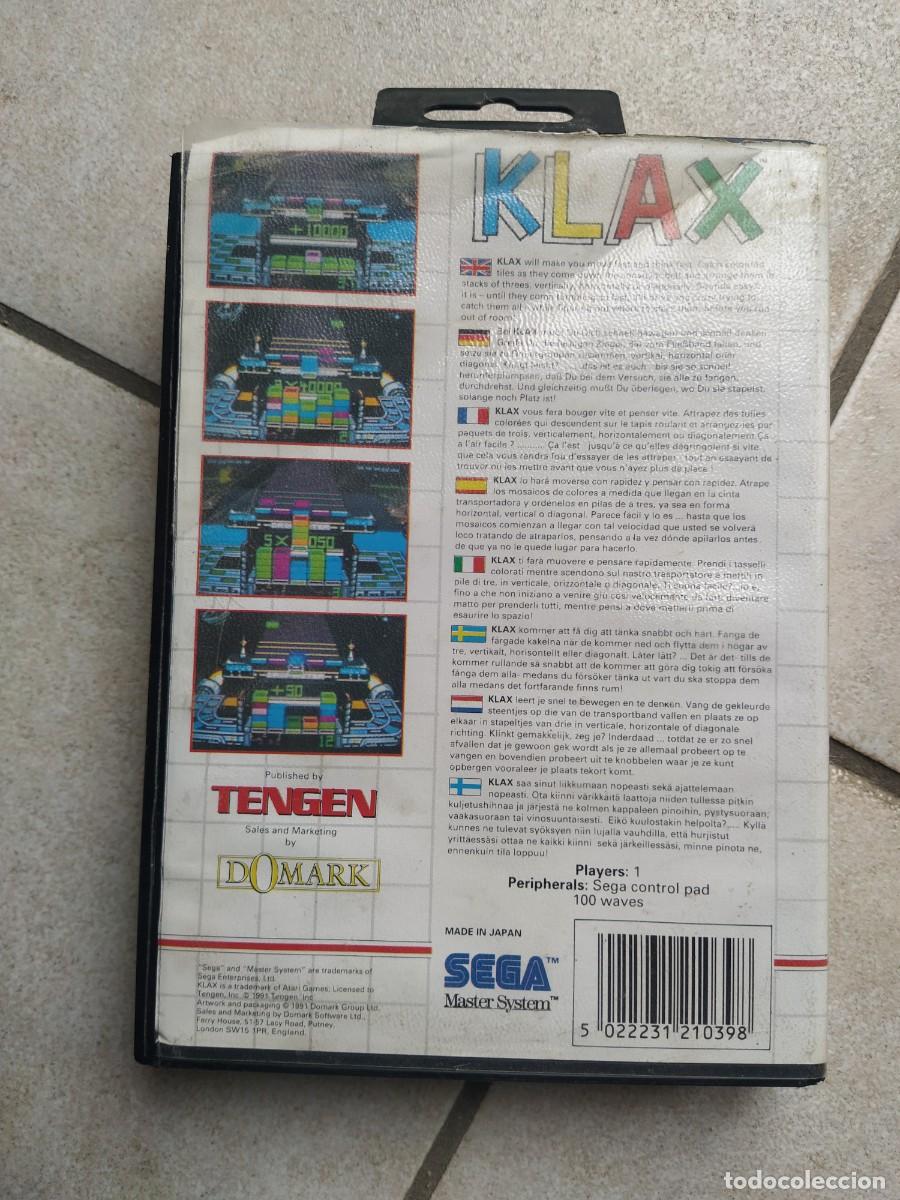 Videojuegos y consolas: KLAX SEGA MASTER SYSTEM ORIGINAL SIN MANUAL - Foto 3
