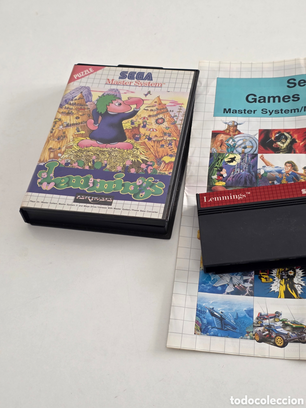Videojuegos y consolas: Lemmings Sega Master System completo con caja y cat&aacute;logo original - Foto 5