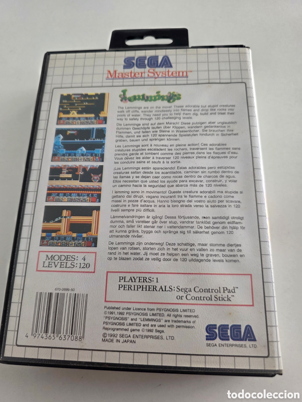 Videojuegos y consolas: Lemmings Sega Master System completo con caja y cat&aacute;logo original - Foto 7