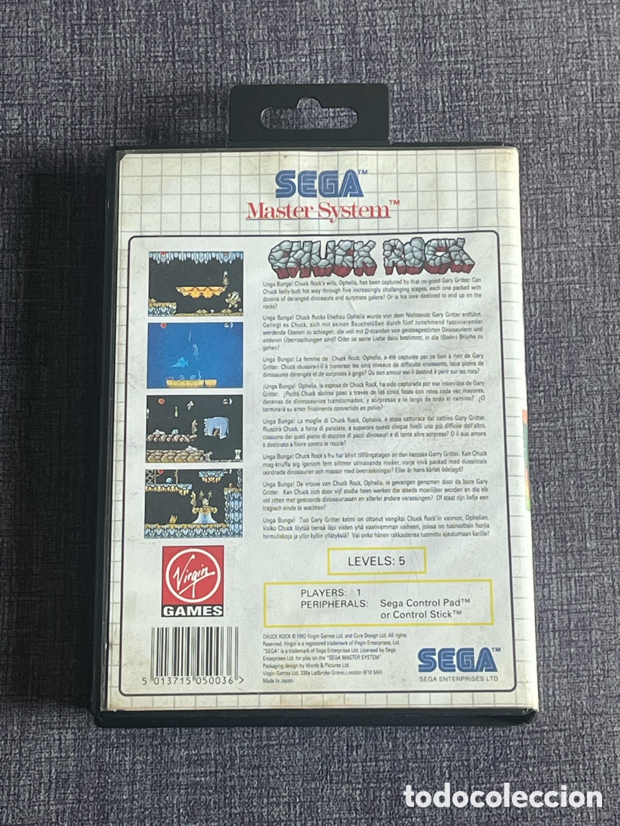 Notice Originale Chuck Rock Pour SEGA Master System – PAL – Manuel Complet Sans Annotations