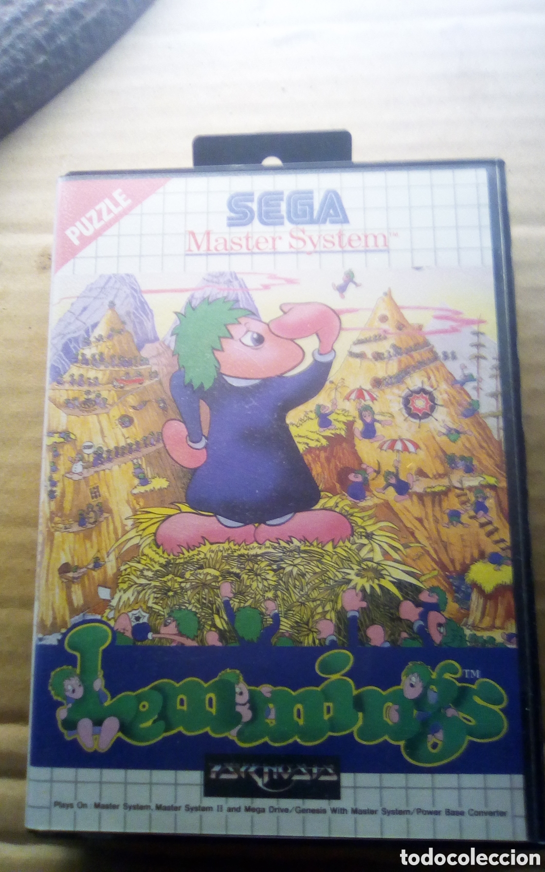 Videojuegos y consolas: Caja vac&iacute;a del juego Lemmings. Puzzle. Sega Master System. 1992. Solo la caja vac&iacute;a.