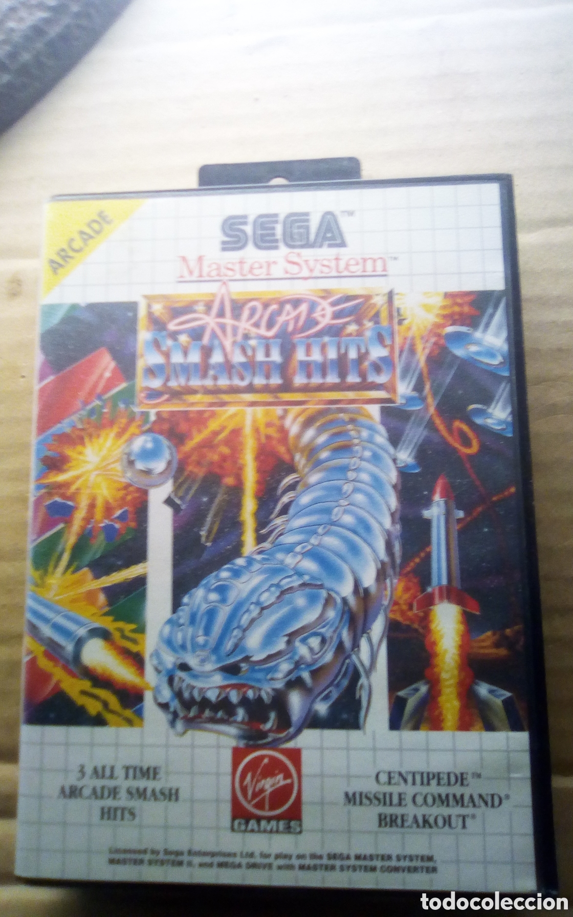 Videojuegos y consolas: Caja vac&iacute;a del juego Smash Hits. Arcade. Sega Master System. 1992. Solo la caja vac&iacute;a.