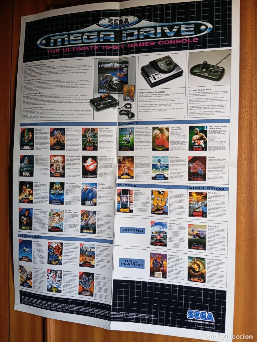 Videojuegos y consolas: P&oacute;ster Cat&aacute;logo Sega Megadrive Super M&oacute;naco GP 1990 - Foto 2