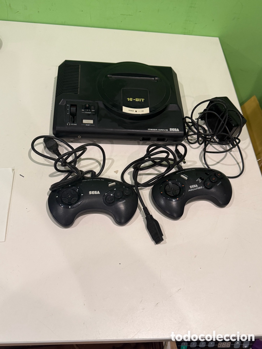 Videogiochi e Consoli: SEGA Mega Drive 16-Bit Original A&ntilde;os 90 + 2 Mandos Originales + Adaptador Corriente