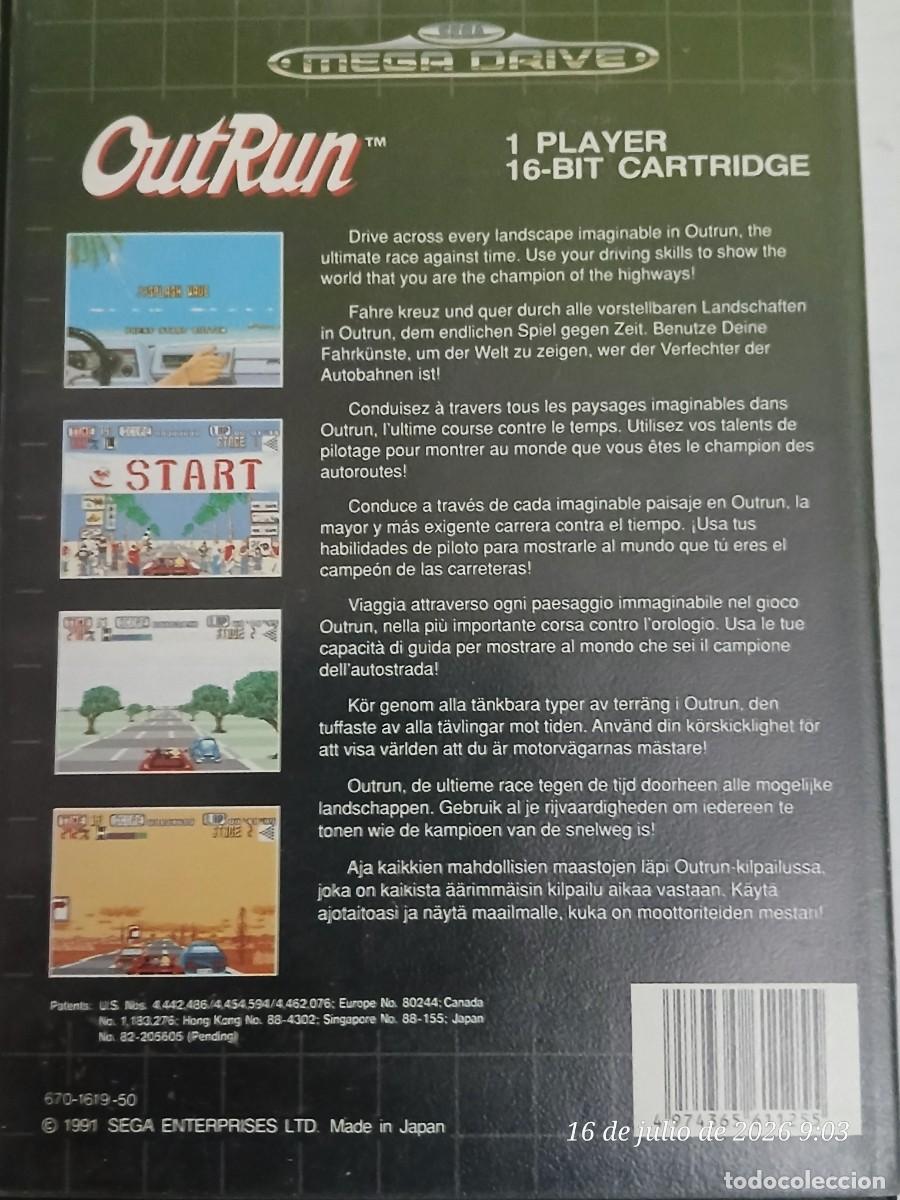 Videojuegos y consolas: Juego OutRun, Sega mega drive. 1991 - Foto 3