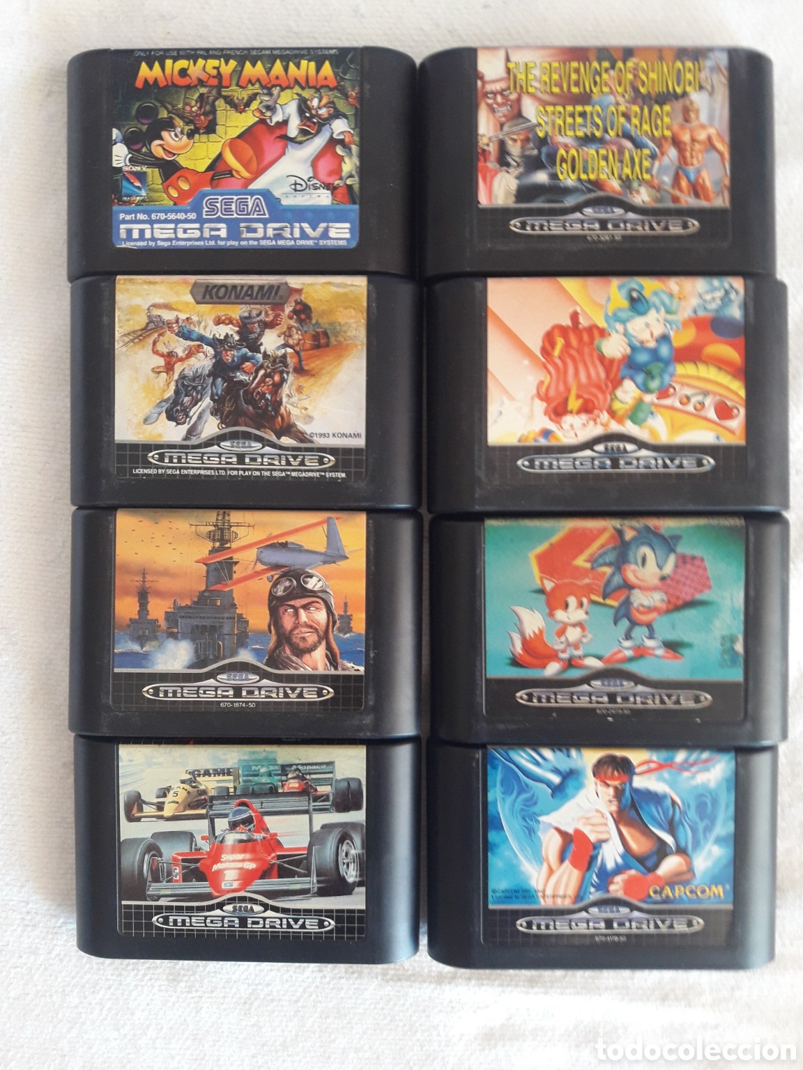 Videojuegos y consolas: LOTE 8 JUEGOS SEGA MEGA DRIVE ORIGINALES &ndash; MICKEY MANIA &ndash; SUNSET RIDERS &ndash; SONIC &ndash; STREET FIGHTER II