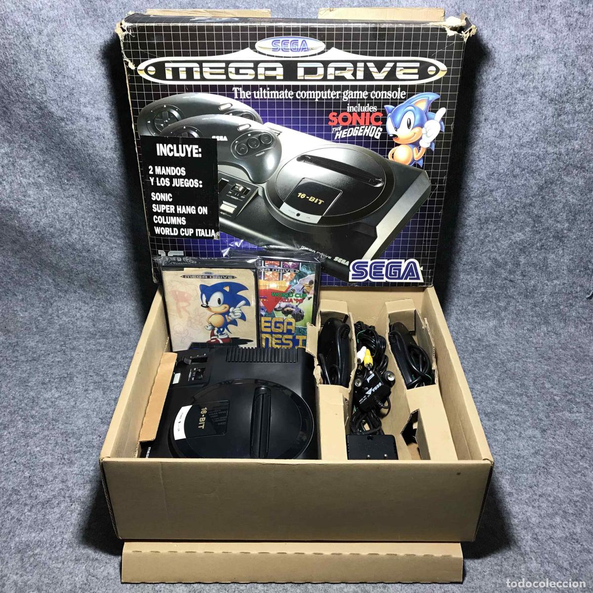 Videojuegos y consolas: MEGA DRIVE CON CAJA + 2 MANDOS + SONIC + MEGA GAMES