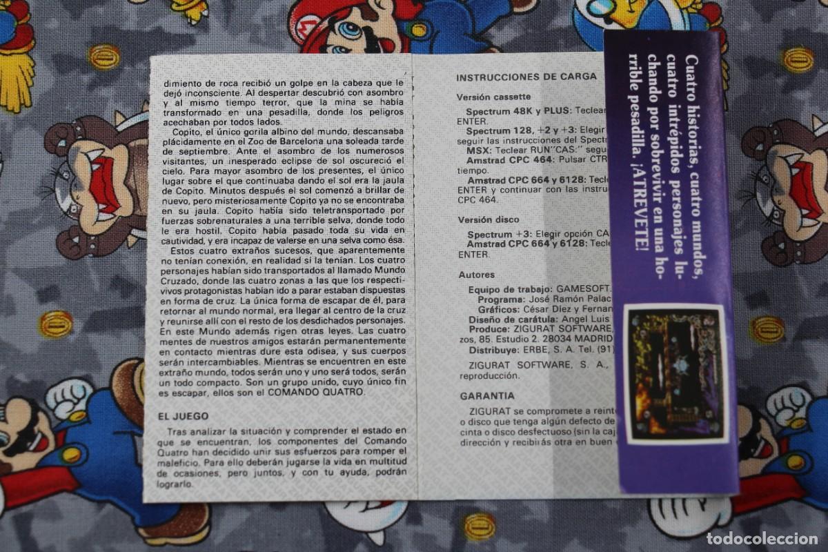 Videojuegos y consolas: MSX CINTA ZIGURAT COMANDO QUATRO EN ESPA&Ntilde;OL - Foto 3