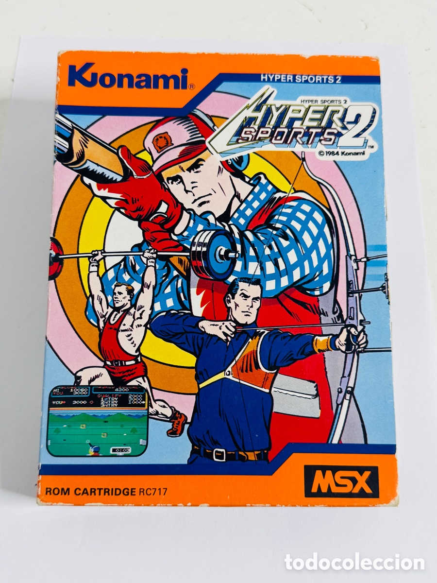 Videojuegos y Consolas: Hyper Sports 2 de Konami para la plataforma MSX en su caja original 1984